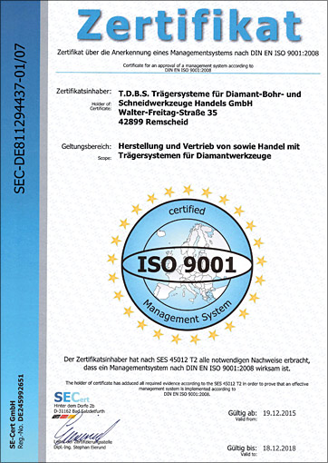 TDBS ISO 9001-Zertifikat